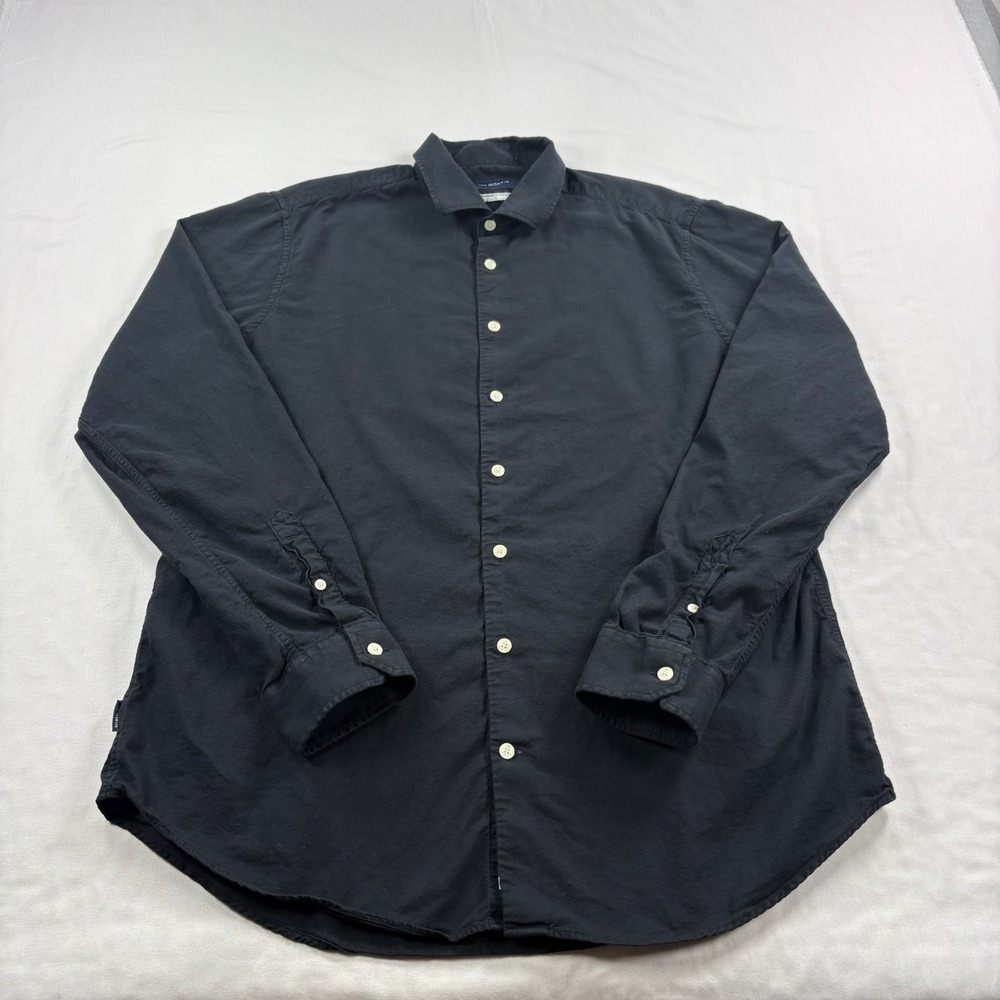 Mr Marvis Shirt Mens XL Black Button Up Long Sleeve Cotton Casual